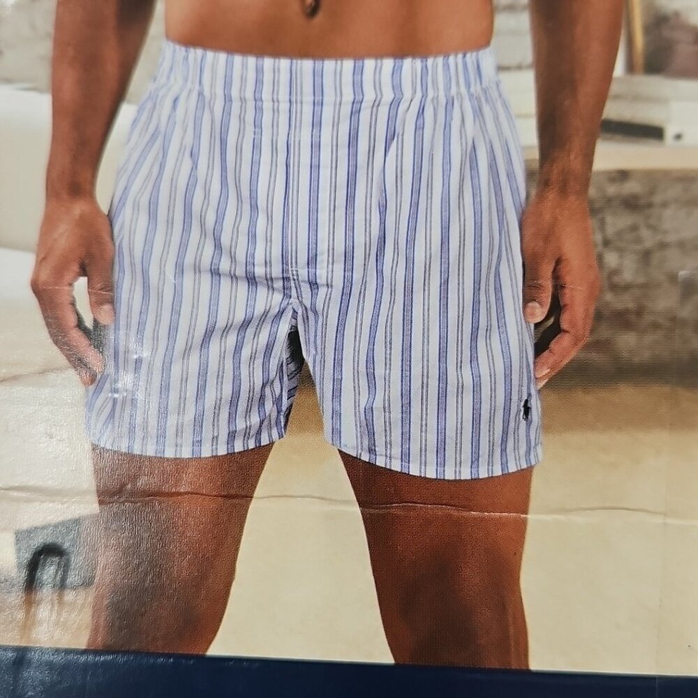 Polo Ralph Lauren Woven Boxers Men's Small Blue Classic NEW Cotton 3-Pack NIB - Picture 4 of 12